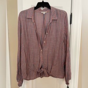 Flowy AE Button down top with Front Tie